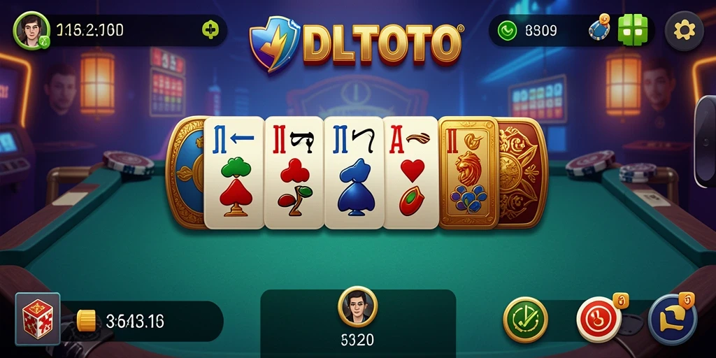 Tampilan utama gameplay <strong>DBLTOTO</strong> yang menampilkan keasyikan bermain Domino.