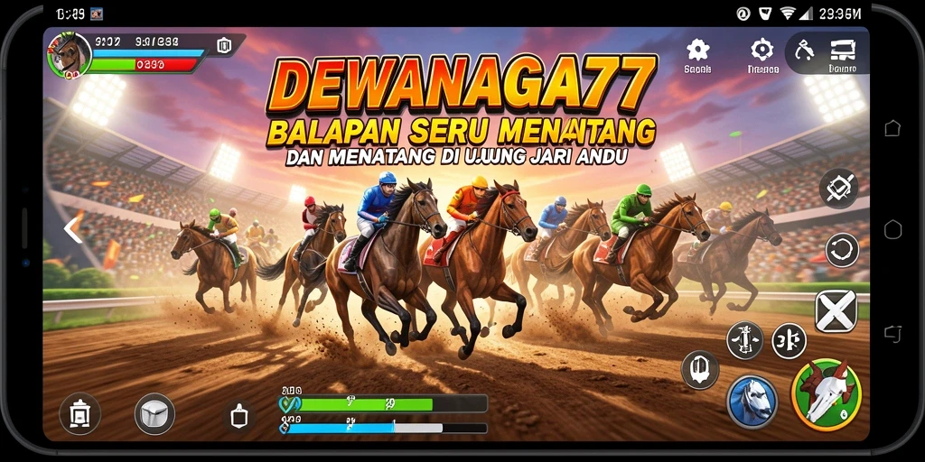 Gameplay DEWANAGA77 yang seru dan mendebarkan saat balapan.