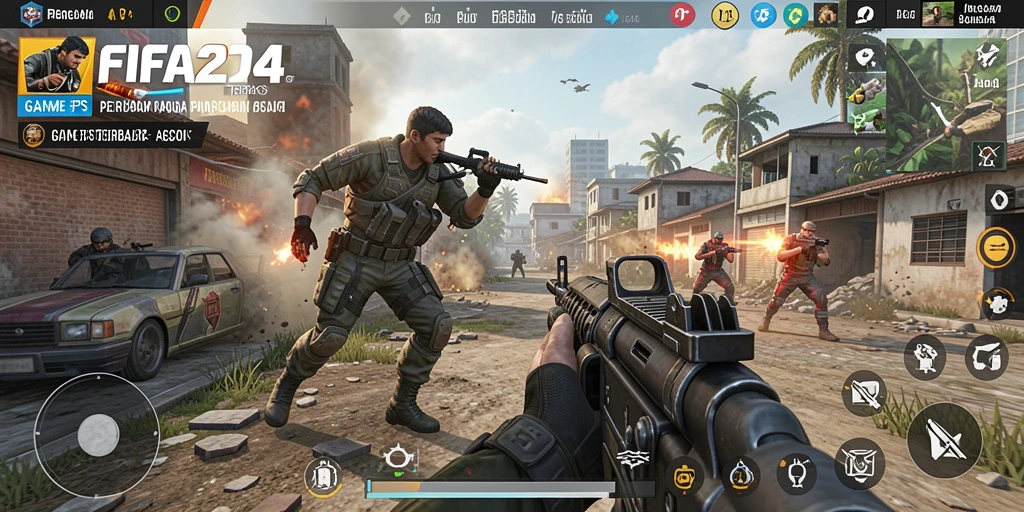 Tampilan layar gameplay FPS yang mendebarkan.