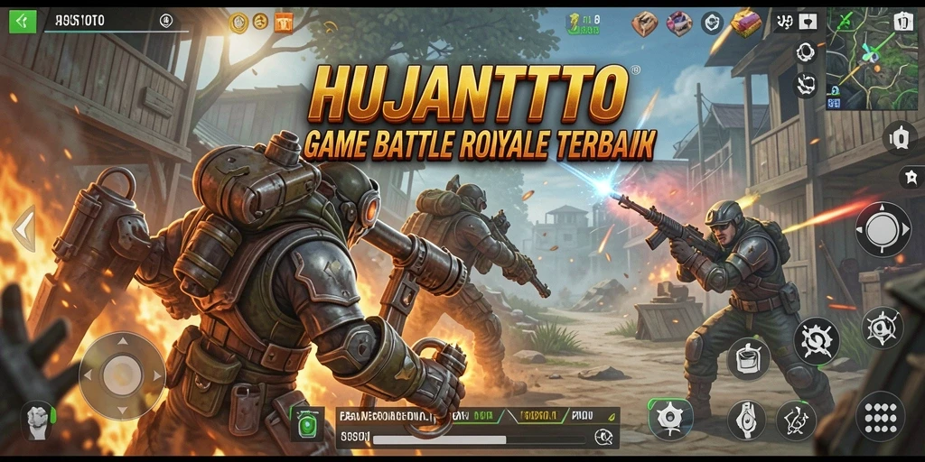 Tampilan seru gameplay HUJANTOTO dalam pertempuran Battle Royale.