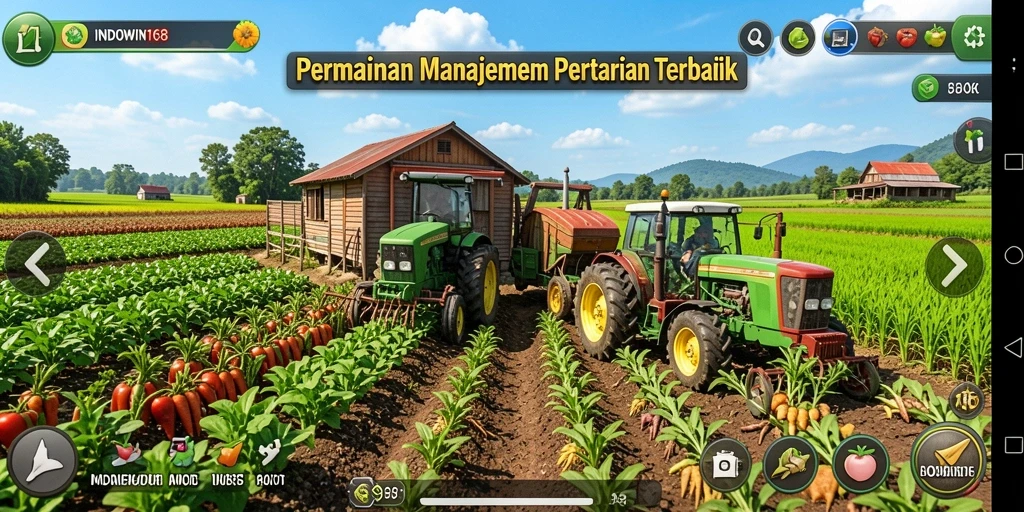 Tampilan gameplay INDOWIN168 yang menakjubkan saat bercocok tanam.