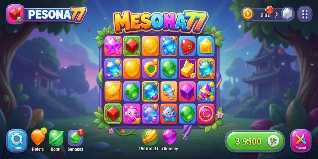 Screenshot menampilkan gameplay seru PESONA77 Match-3.