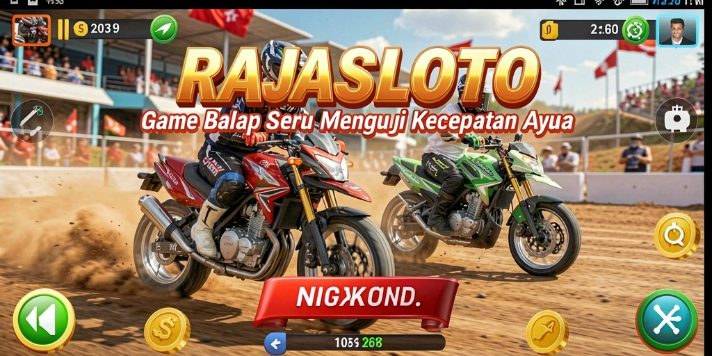Screenshot gameplay RAJASLOTO menampilkan aksi balap yang mendebarkan.