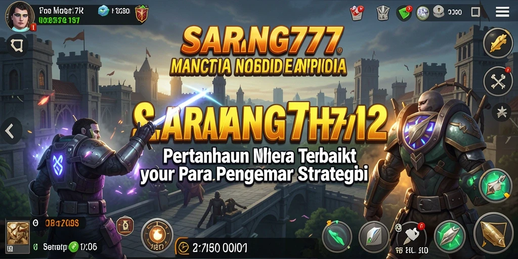 Tampilan gameplay SARANG777 menampilkan menara yang beraksi melawan gelombang musuh.